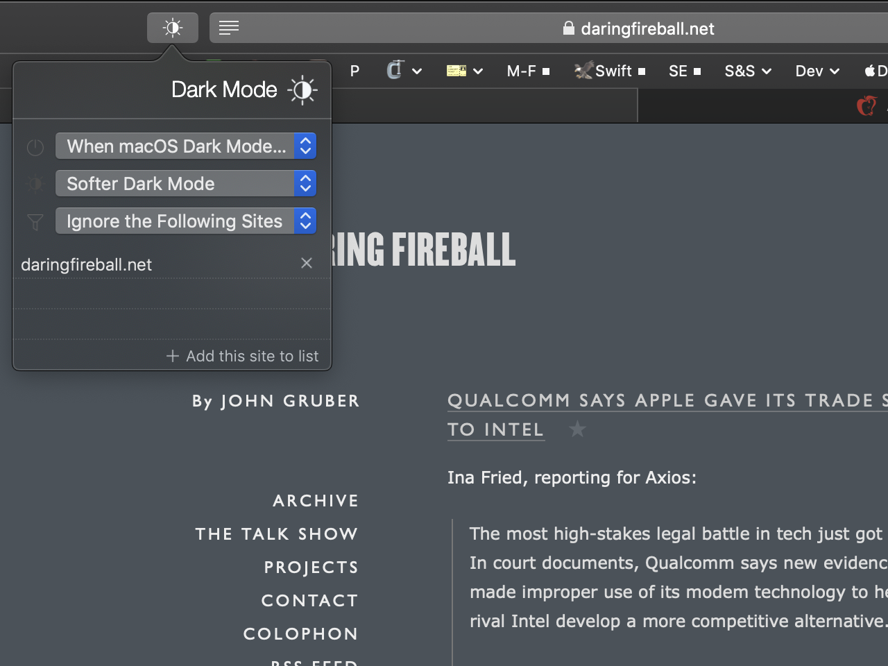 Excluding Websites like Daring Fireball is easy